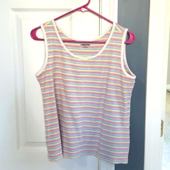 Lands' End Tops - Lands' End Rainbow Striped Multi-Color Tank Top Size Medium Tall